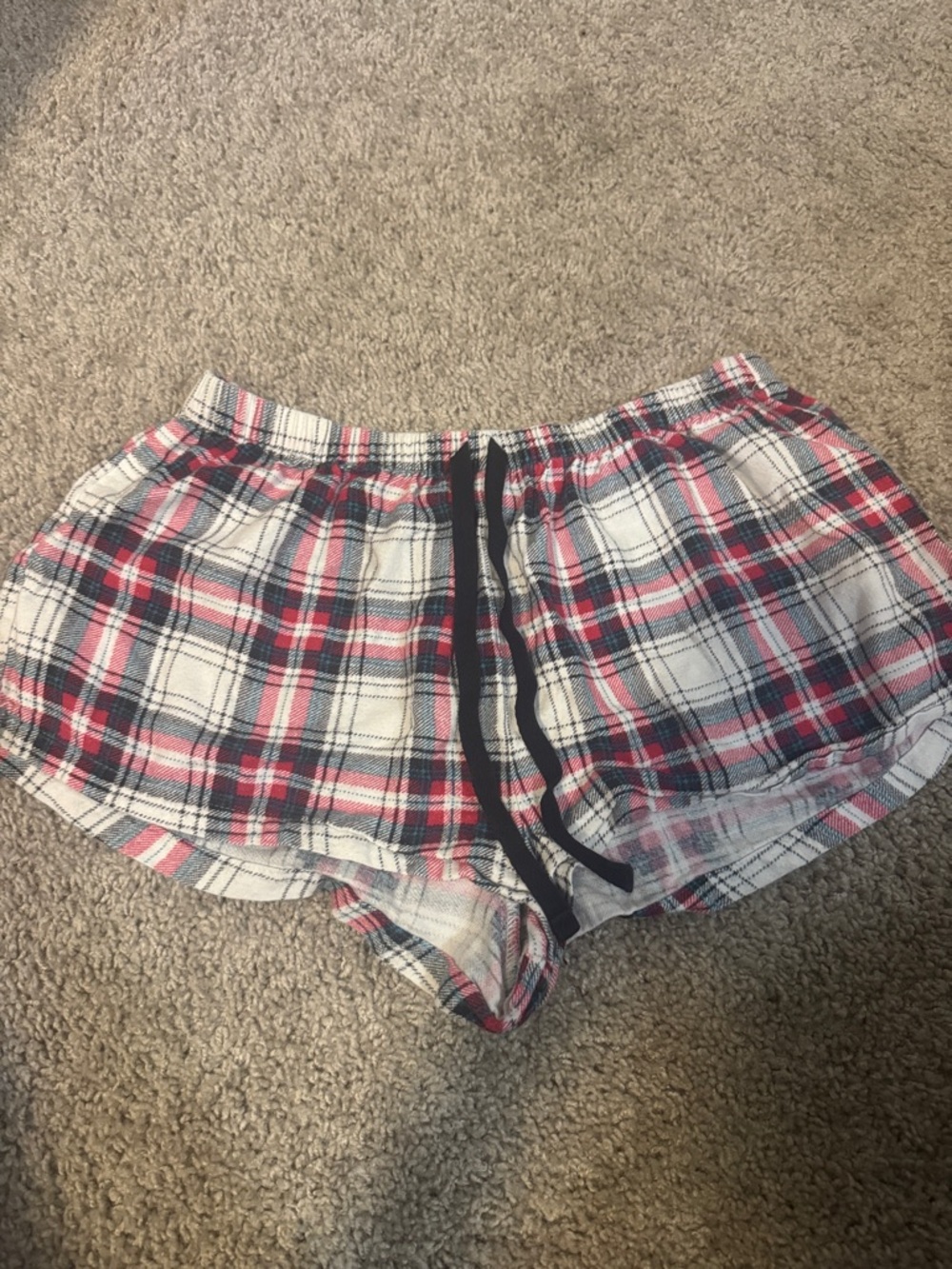 Forever 21 White, Pink & Navy Plaid High Waist Shorts